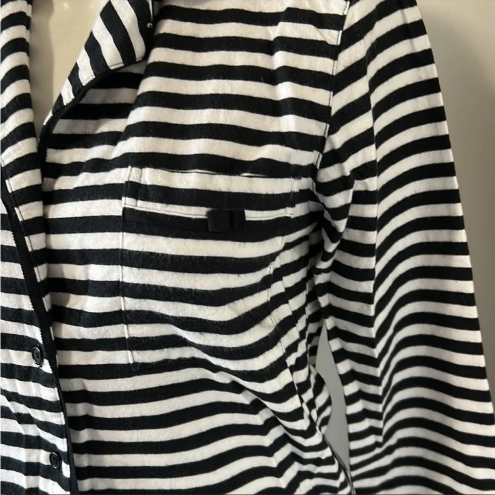 Kate Spade dream a little dream pajama set black white stripe Sz M